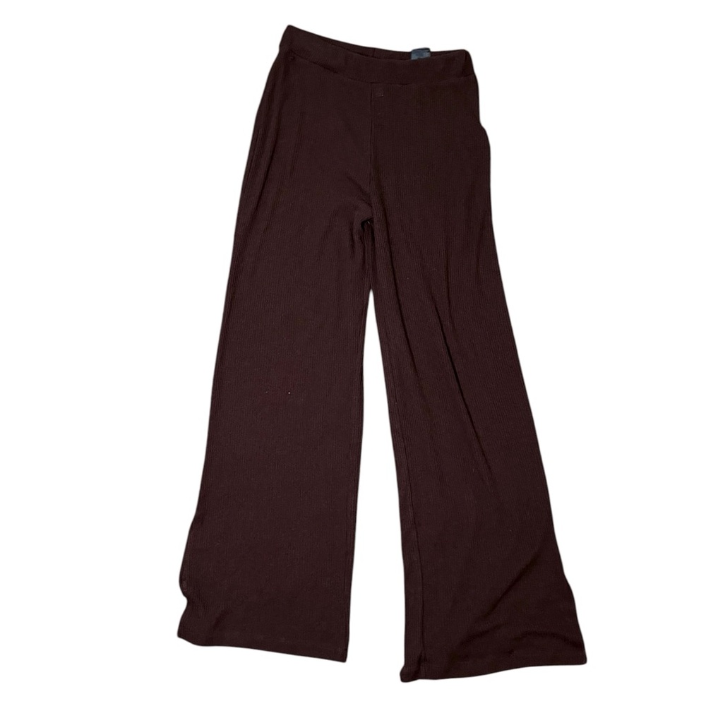 H&M Pull-On Wide Leg Knit Pants Elastic Waist Brown S